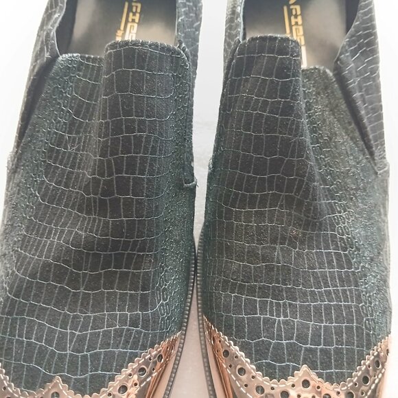 Fiesso by Aurelio Garcia Black Croc & Gold Toe Loafers Mens 13 Great Cond - Picture 8 of 13